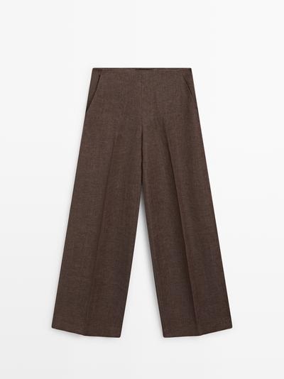 Massimo Dutti Брюки для костюма из льна с линейками