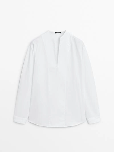 Рубашка из поплина с деталями на груди- Заказать в России