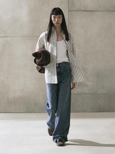 Massimo Dutti Рубашка в полоску из 100% хлопка