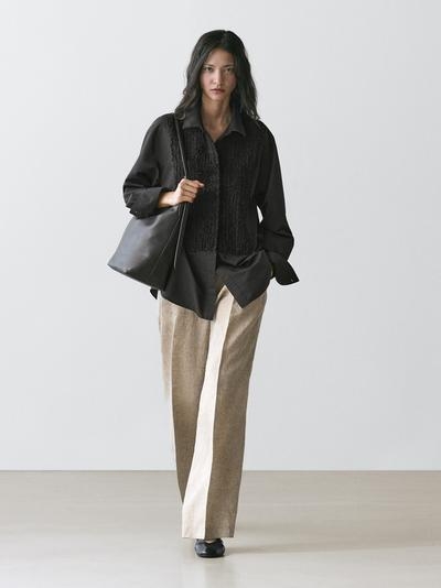 Massimo Dutti Рубашка с застежкой на биб-листочке и вышивкой