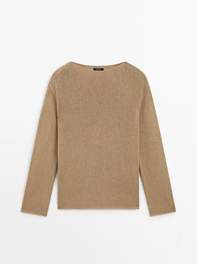 Свитер с вырезом из смесового хлопка