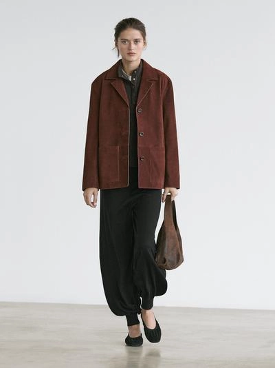 Замшевый жакет с лацканами- Заказать в России