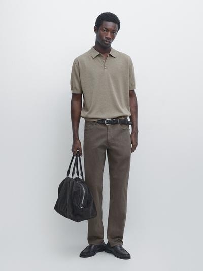 Massimo Dutti Вязанный свитер-поло из хлопка