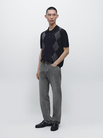 Massimo Dutti Поло-свитер с аргайльским узором из смесовой шерсти мериноса купить с доставкой.