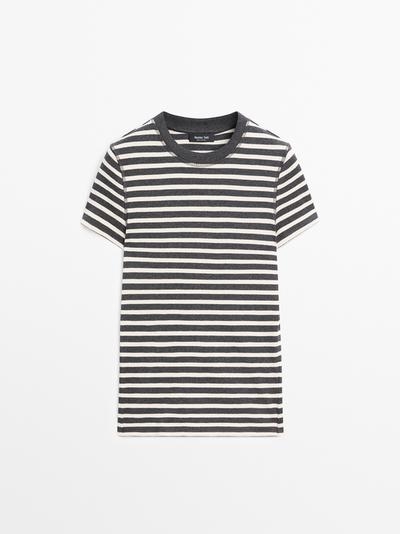 Massimo Dutti Футболка с короткими рукавами из хлопка в полоску