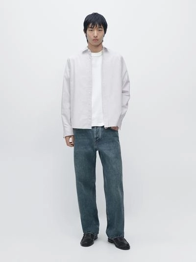 Рубашка в полоску из хлопковой смеси- Заказать в России