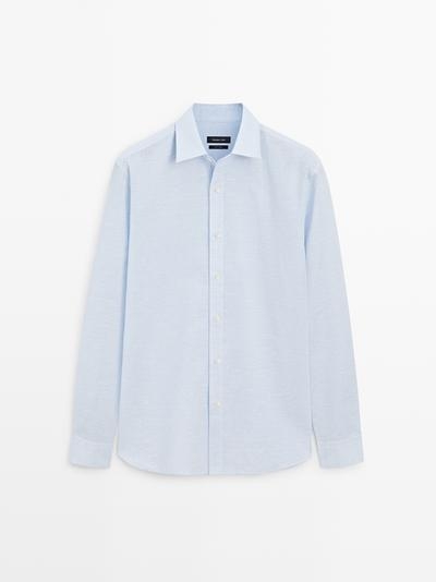 Massimo Dutti Рубашка из льна с регулярной посадкой