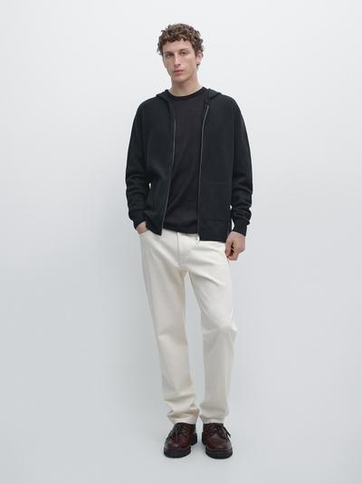 Massimo Dutti Кардиган с капюшоном на молнии из трикотажа