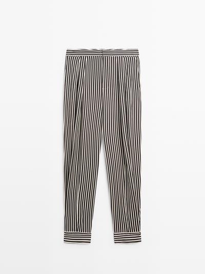 Massimo Dutti Полосатые брюки с запахом и вытачками