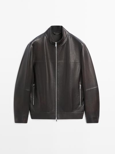 Massimo Dutti Куртка из овечьей кожи с эффектом потертости