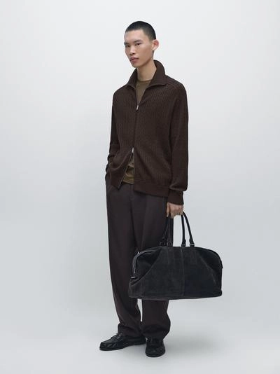 Кардиган с молнией из хлопковой плетеной вязки- Заказать в России