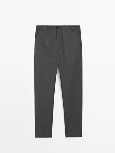 Брюки из шерстяной ткани с текстурой