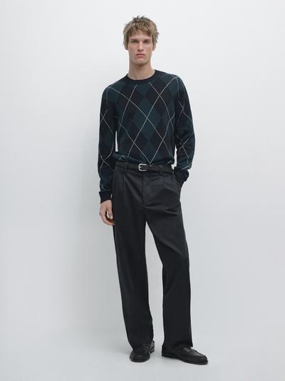 Massimo Dutti Водолазка из хлопкового трикотажа с деталями в стиле аргайл