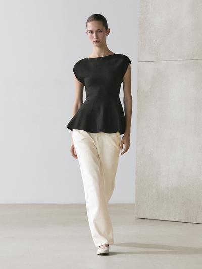 Massimo Dutti Вязаный топ с круглым вырезом купить с доставкой.