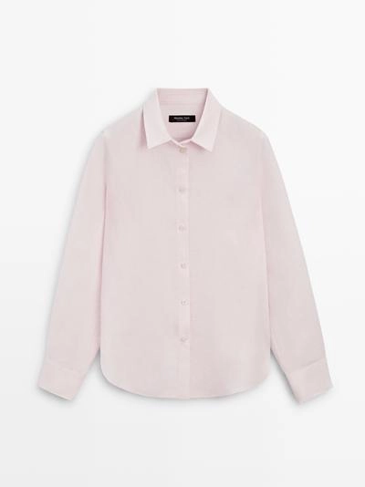 Рубашка из 100% льна с плиссировкой- Заказать в России