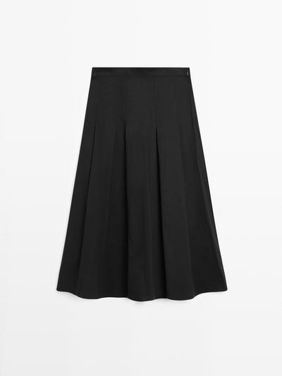 Massimo Dutti Юбка-миди с мягкими складками из хлопкового смесового материала