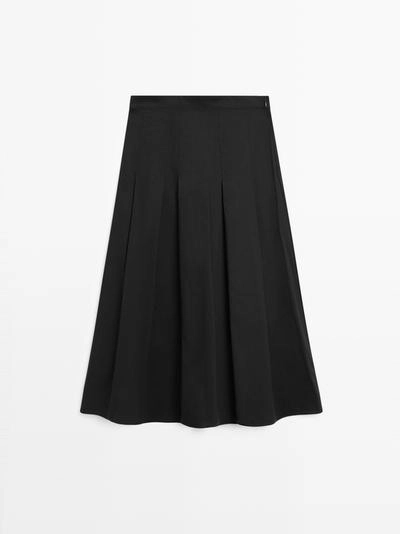 Юбка-миди с мягкими складками из хлопкового смесового материала