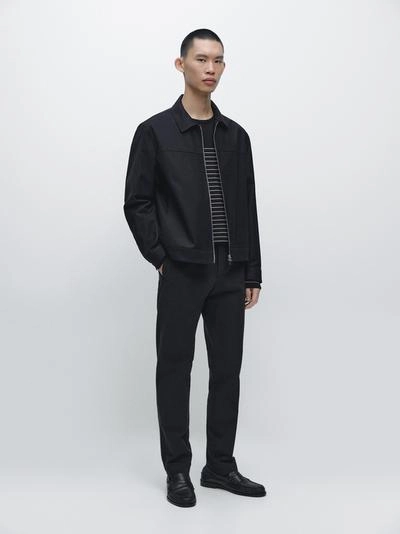 Брюки из хлопкового смесового материала с узким кроем- Заказать в России