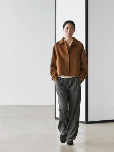 Massimo Dutti Краткое пальто с рукавами реглан из шерстяной смеси