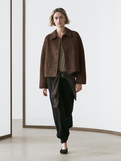 Massimo Dutti Кардиган из альпаки с рубашечным воротником