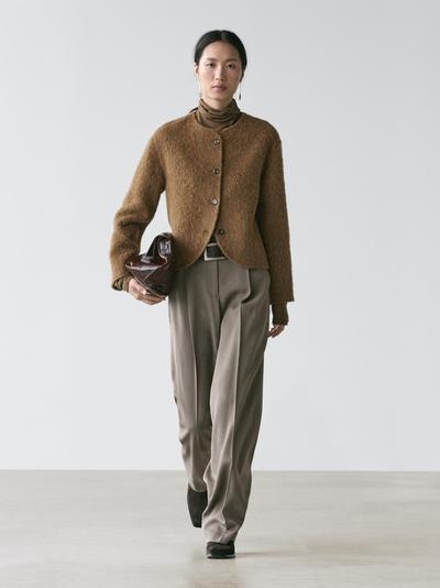 Massimo Dutti Кардиган из альпаки и шерсти с мягкой отделкой купить с доставкой.