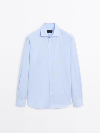 Massimo Dutti Рубашка из тонкой полосатой ткани в облегающем фасоне