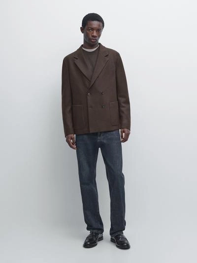 Шерстяной двубортный блейзер- Заказать в России