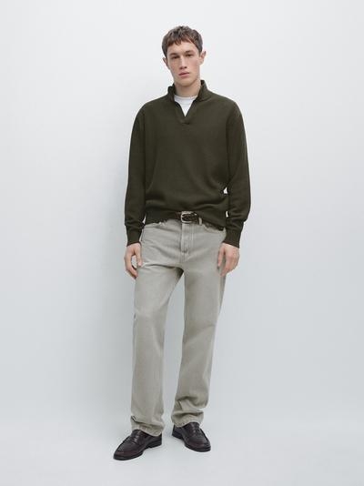 Massimo Dutti Вязанный свитер с высоким воротником и V-образным вырезом