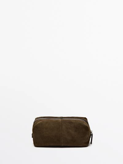 Кожаная косметичка из замши с молнией- Заказать в России