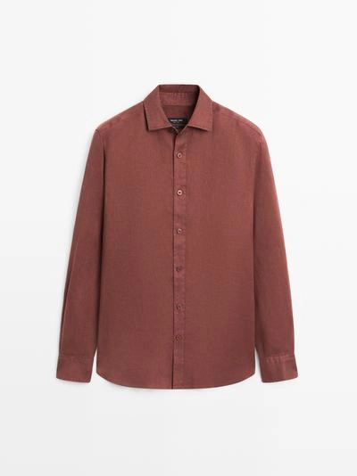 Рубашка из 100% льна в полоску- Заказать в России