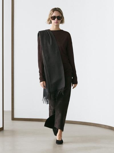 Massimo Dutti Топ из шерстяной смеси с драпировкой и рукавами летучая мышь