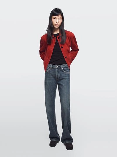 Джинсы с широкими штанинами средней посадки