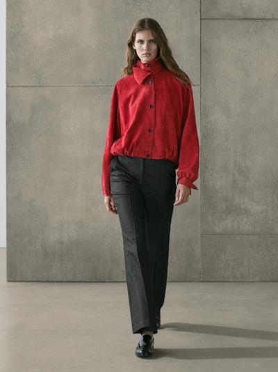 Massimo Dutti Куртка-бомбер из замши купить с доставкой.