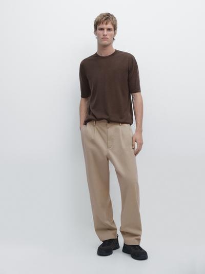 Massimo Dutti Футболка с коротким рукавом из шерстяно-лиоцелловой смеси