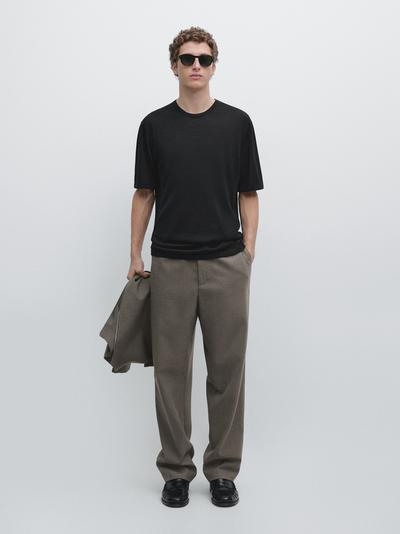 Massimo Dutti Футболка короткий рукав из шерстяно-лиоцелловой смеси