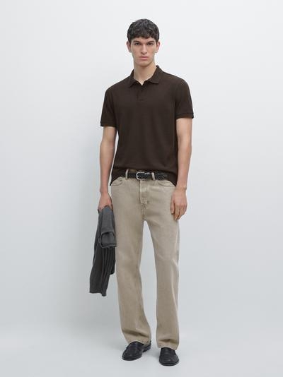 Massimo Dutti Поло из микротекстурированного хлопка купить с доставкой.