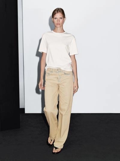 Джинсы из хлопка с широкими штанинами и средней посадкой