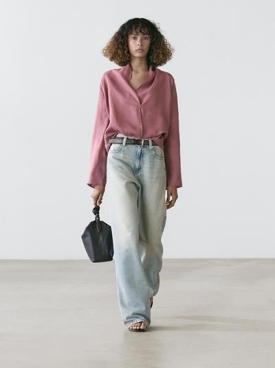 Massimo Dutti Блузка с драпировкой из льна