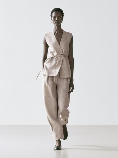 Massimo Dutti Жилет в стиле двубортного костюма купить с доставкой.