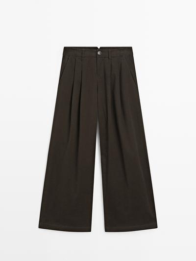 Massimo Dutti Брюки с широкими штанинами и защипами