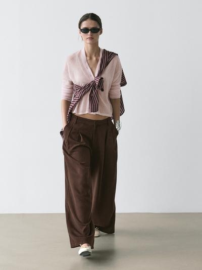 Massimo Dutti Широкие зауженные брюки с защипами