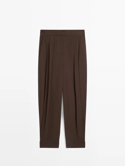 Брюки-саруэль с защипами- Заказать в России