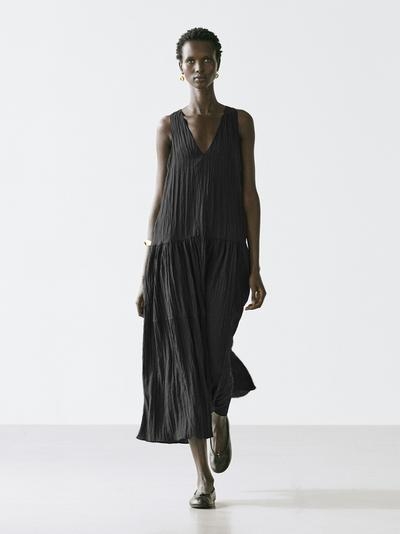 Massimo Dutti Платье миди с плиссировкой купить с доставкой.