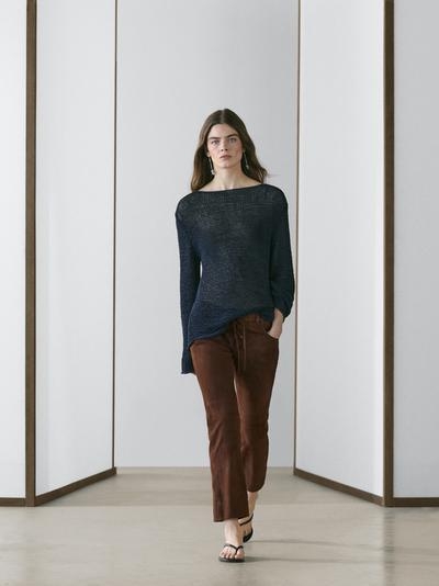 Massimo Dutti Замшевые кожаные брюки с шнуровкой купить с доставкой.