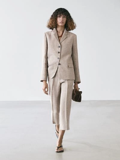 Massimo Dutti Льняные капри меланж