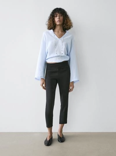 Рубашка с длинным рукавом из 100% льна- Заказать в России