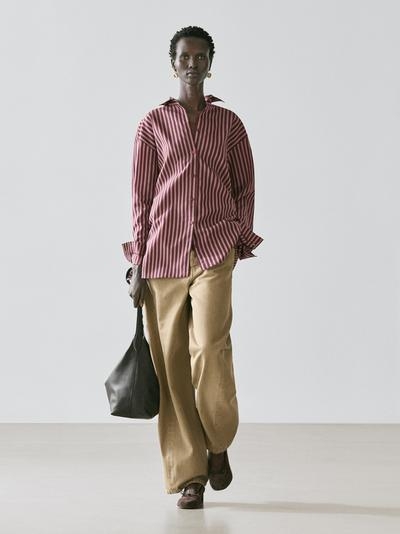 Massimo Dutti Рубашка из текстиля с полосатыми деталями купить с доставкой.