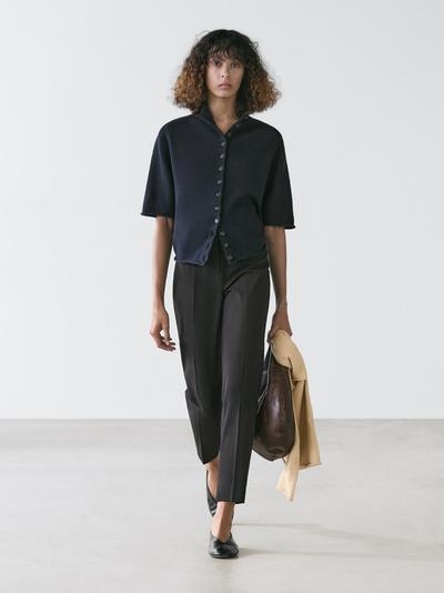 Massimo Dutti Кардиган из смесового трикотажа с короткими рукавами до локтя купить с доставкой.