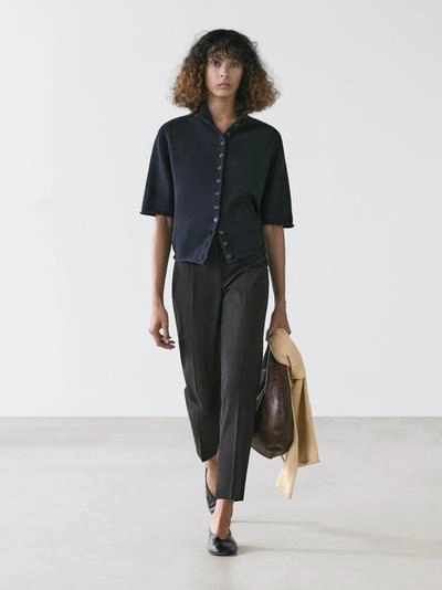 Кардиган из смесового трикотажа с короткими рукавами до локтя- Заказать в России