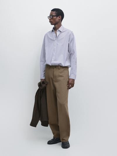 Massimo Dutti Рубашка в полоску из 100% хлопка с регулярной посадкой